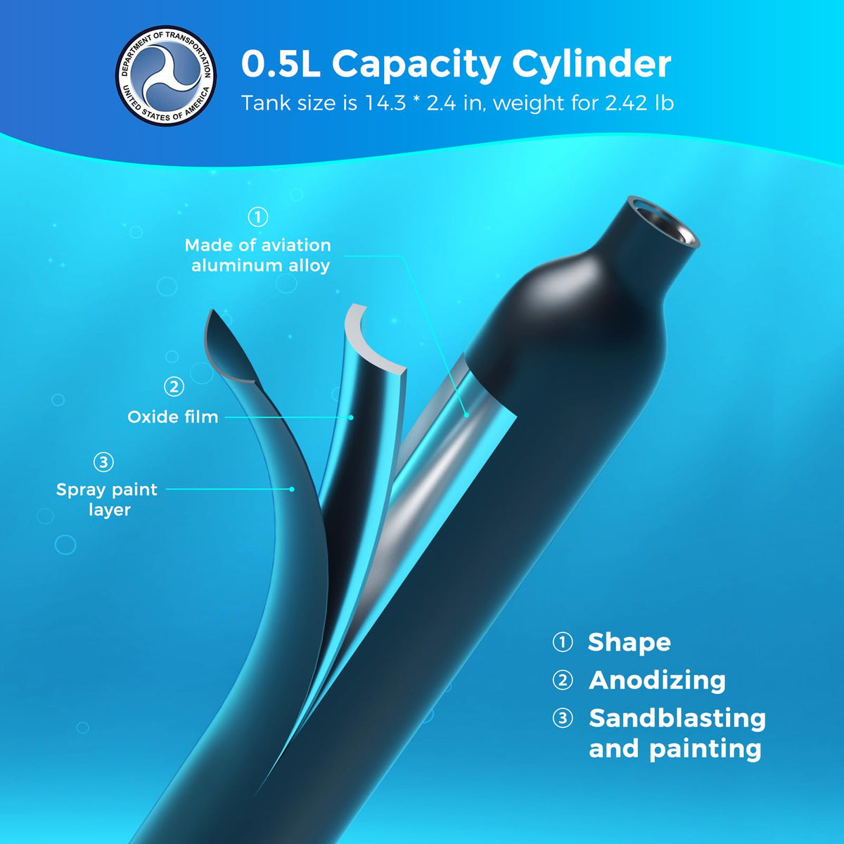 0.5L Mini Scuba Tank for Shallow Water Diving R71782