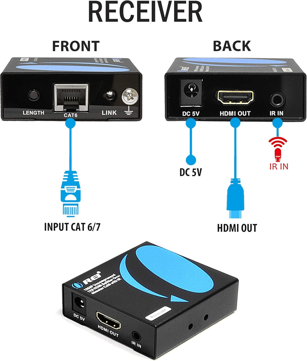1x2 HDMI Extender Splitter Over CAT6/7 1080P with IR Remote U15067