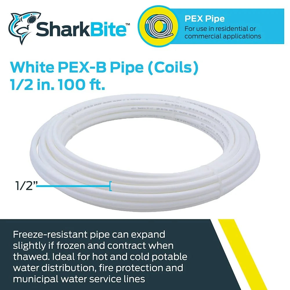 1/2" X 100' White Coil PEX Pipe C909567