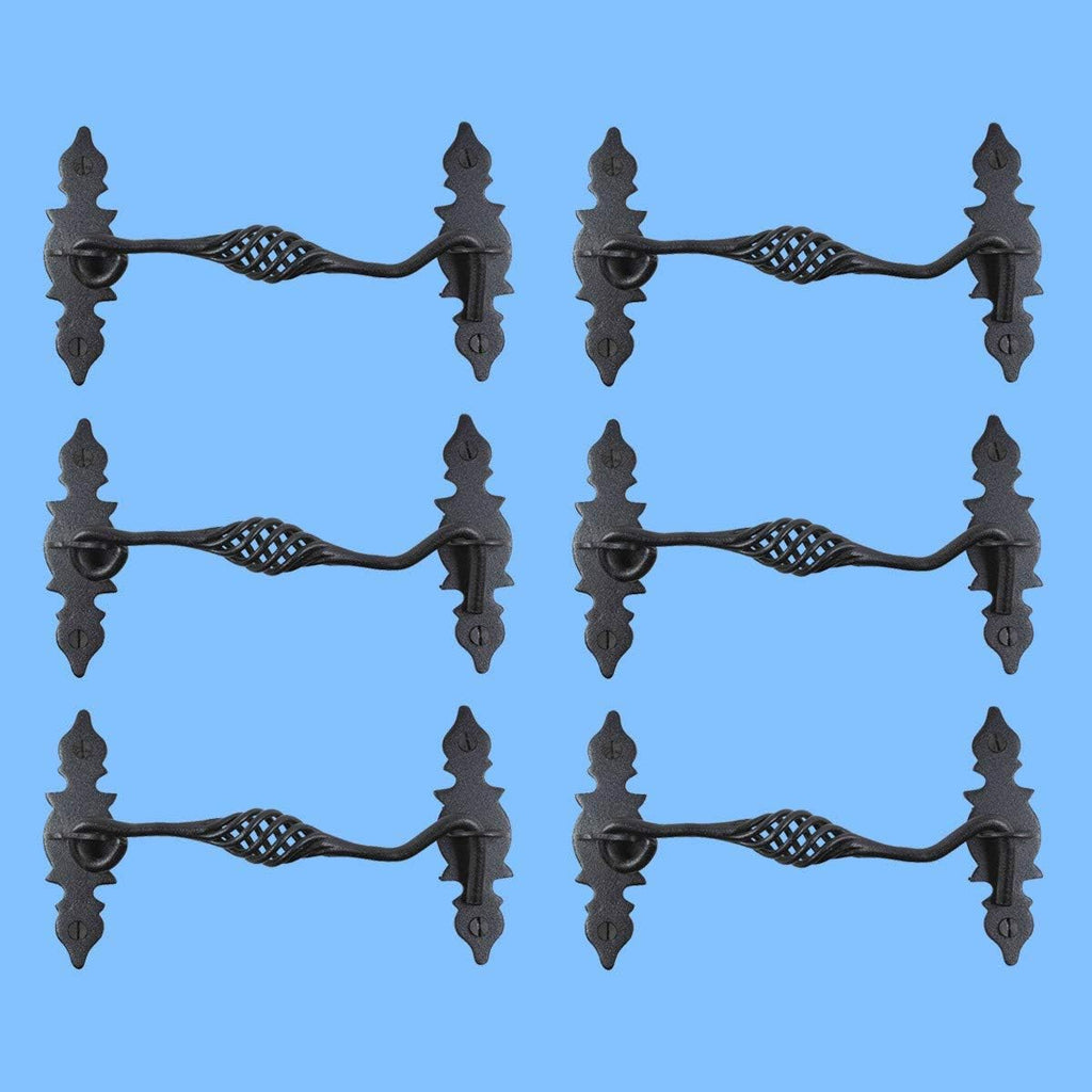 Black Wrought Iron Cabin Hook Eye Latches 6.5 Long Pack of 6 H483115