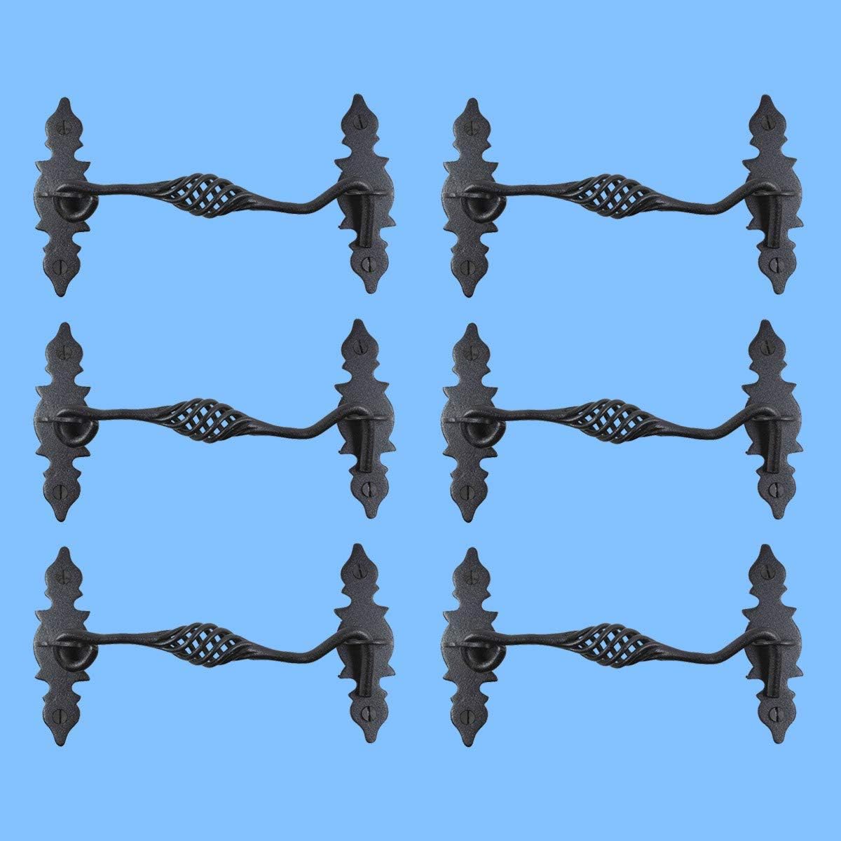 Black Wrought Iron Cabin Hook Eye Latches 6.5 Long Pack of 6 H483115