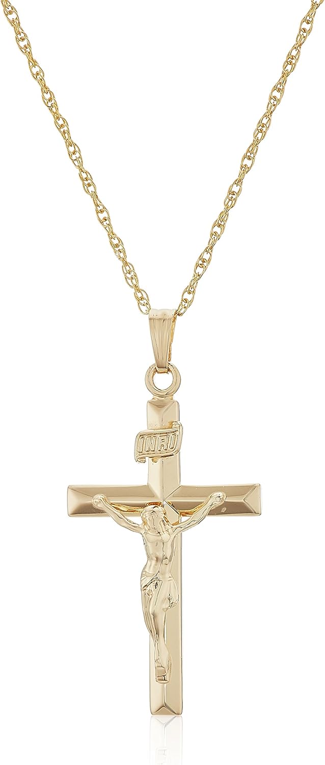 14k Gold Filled Crucifix Cross Pendant Necklace, 18” F518