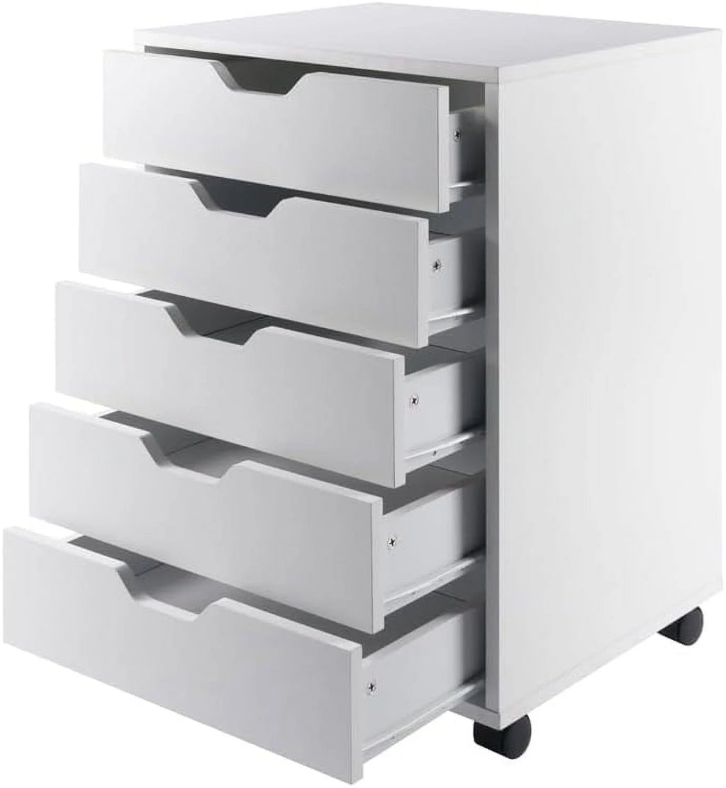 White 5 Drawer Wood File Cabinet F613370