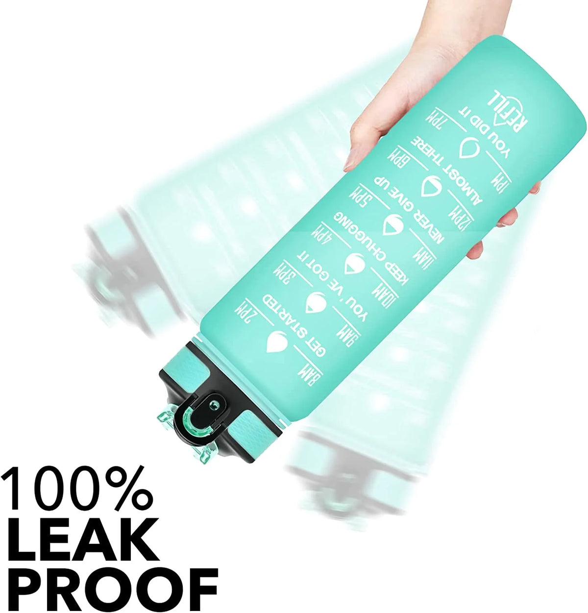 32 oz Motivational Water Bottle with Straw, Time Marker, Leakproof BPA Free C86533