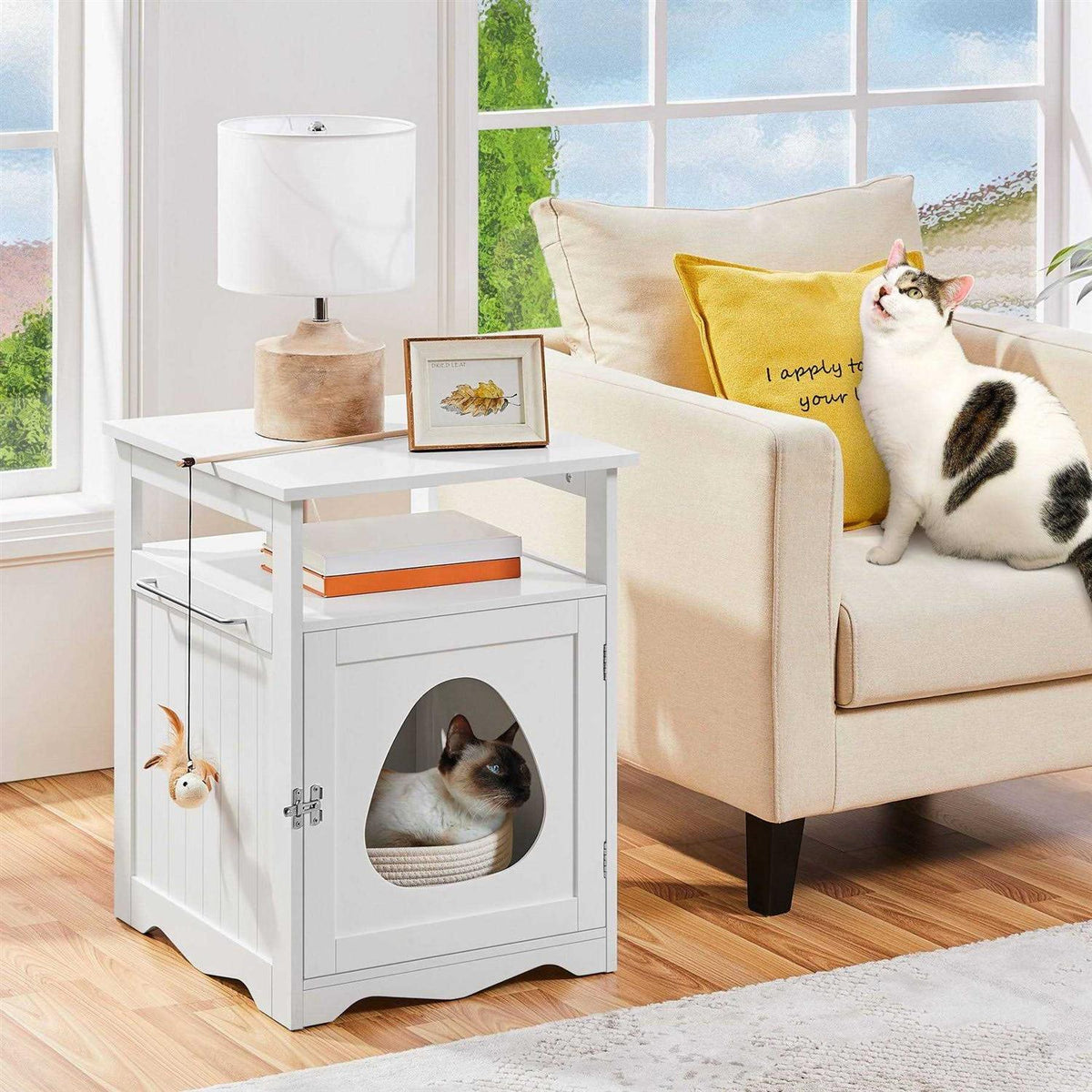 Cat Litter Box with Open Shelf G287465