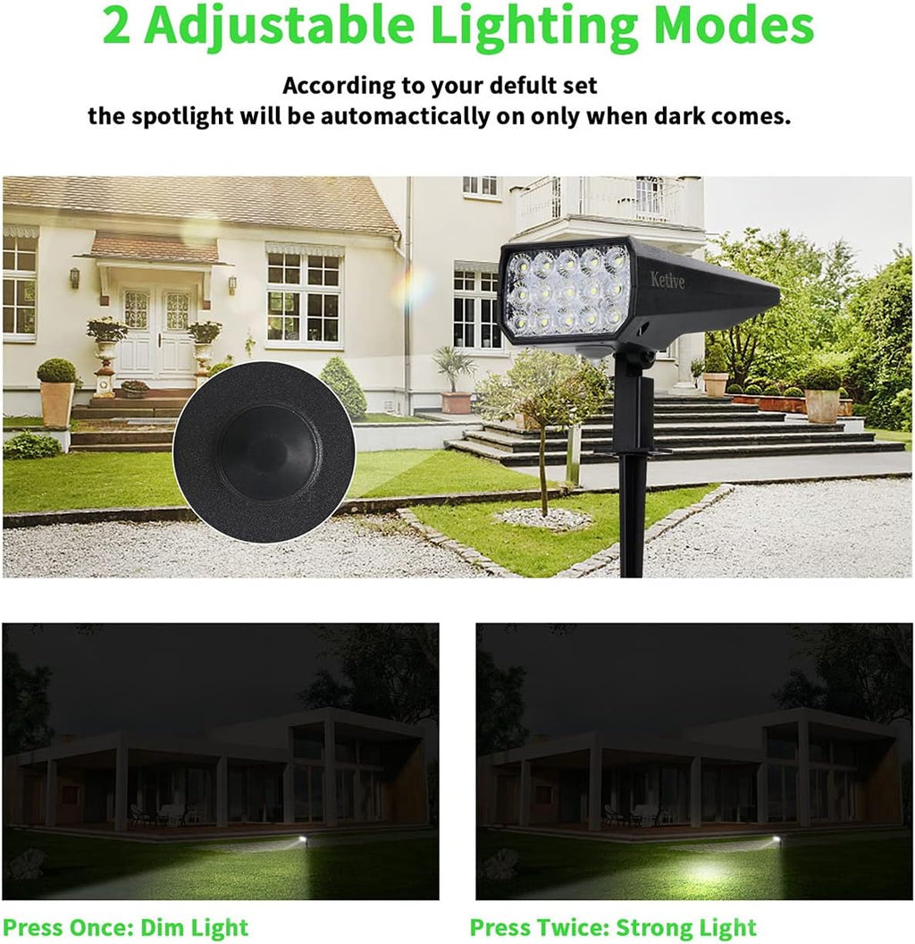 8 Pack 15 LEDs Solar Landscape Spotlights, Cold White C700