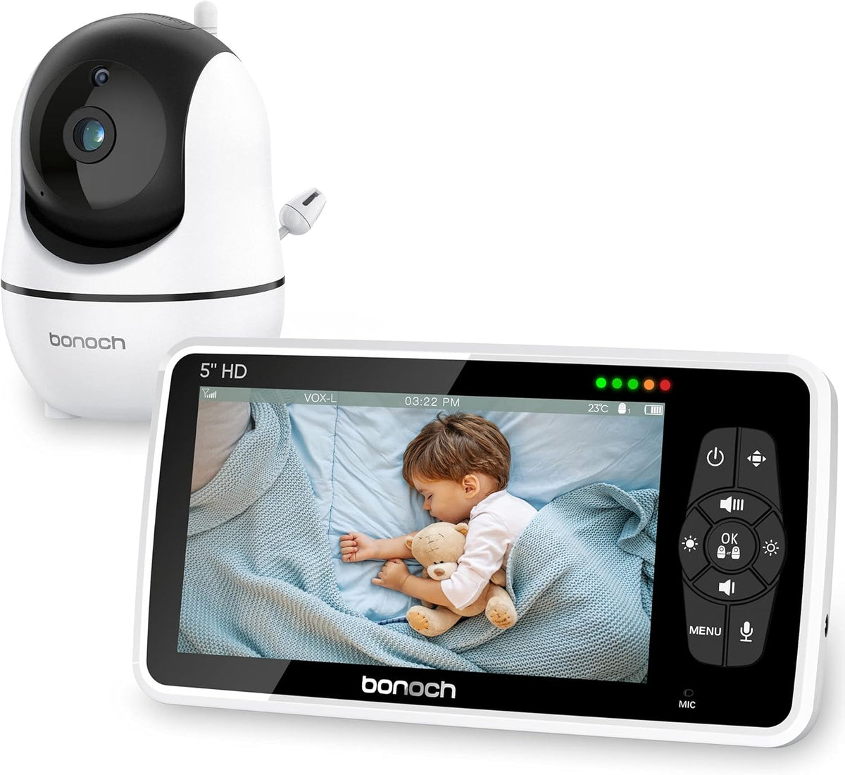 Video Baby Monitor with Camera and Audio, 720P HD Display, Night Vision, 2-Way Audio N215230