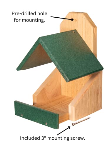 Cedar Robin Roost Birdhouse with Recycled Poly Lumber Roof (Green) Q4580