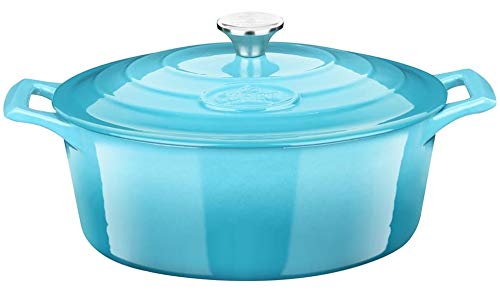 Enameled Cast Iron Covered Oval Dutch Oven Casserole Pot, 6.75 QT V8315