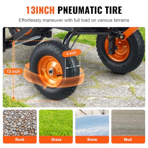 1200lbs 7Cu.Ft. Heavy Duty Poly Dump Cart with 13in All Terrain Wheels G215