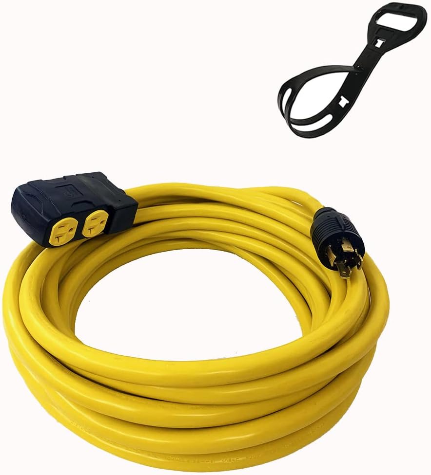 50Ft 30 Amp 125/250V 10 Gauge SJTW Power Cord with Surge Protector Breaker I8543