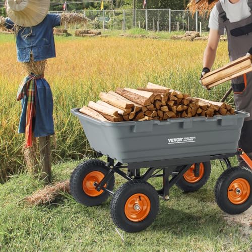 1200lbs 7Cu.Ft. Heavy Duty Poly Dump Cart with 13in All Terrain Wheels G215