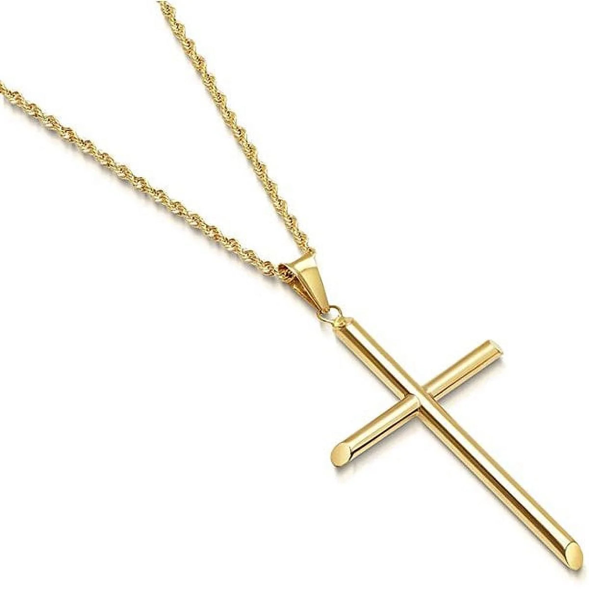 24K Gold Cross Chain Pendant Necklace T97894