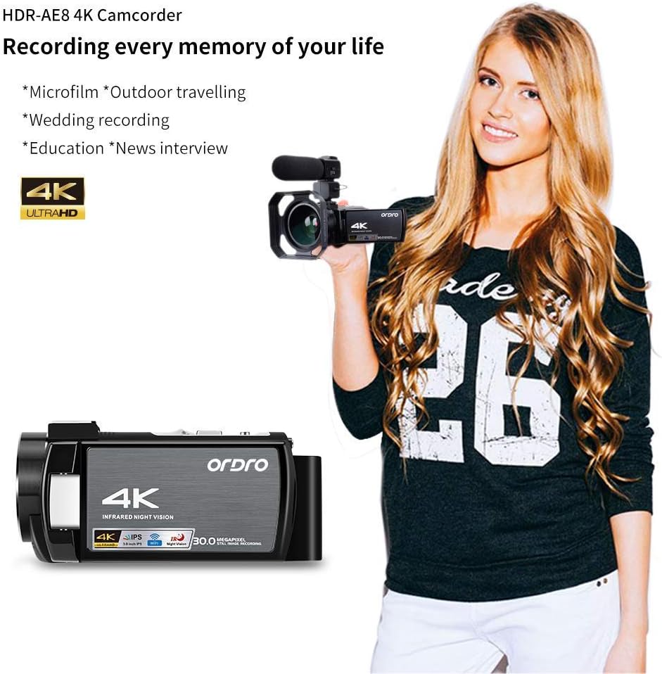 4K Video Camera Camcorder with IR Night Vision 3.0 IPS Touch Screen B88231
