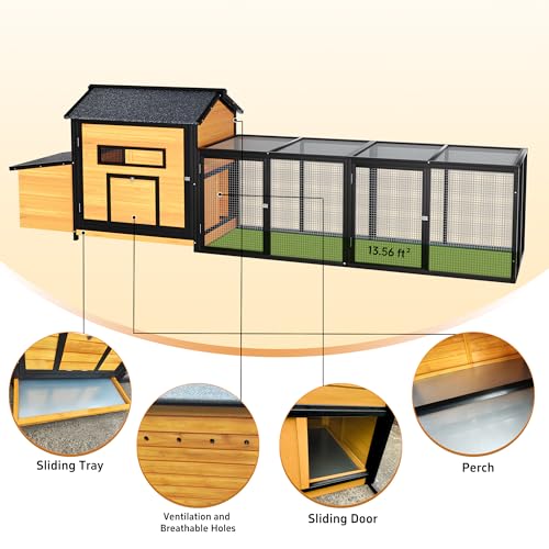 Extra Large Outdoor Chicken Coop with Nesting Box & Leak-Proof Tray N705336