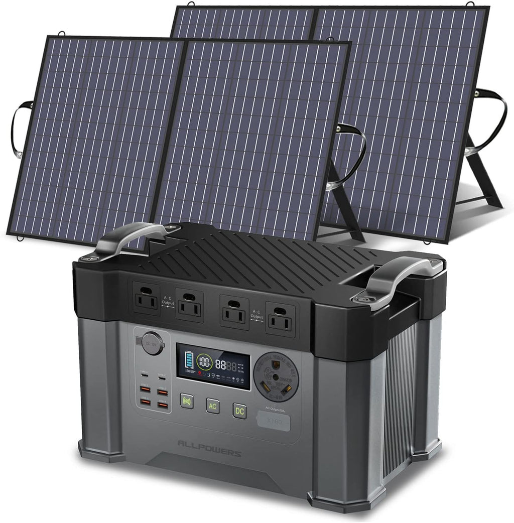 2400W Portable Power Station with 2pcs Foldable Solar Panel 100W M58171