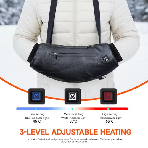 Heated Hand Warmer Pouch, PU Leather Electric Hand Muff, 10000mAh Rechargeable Power Bank Hand Warmer B4804