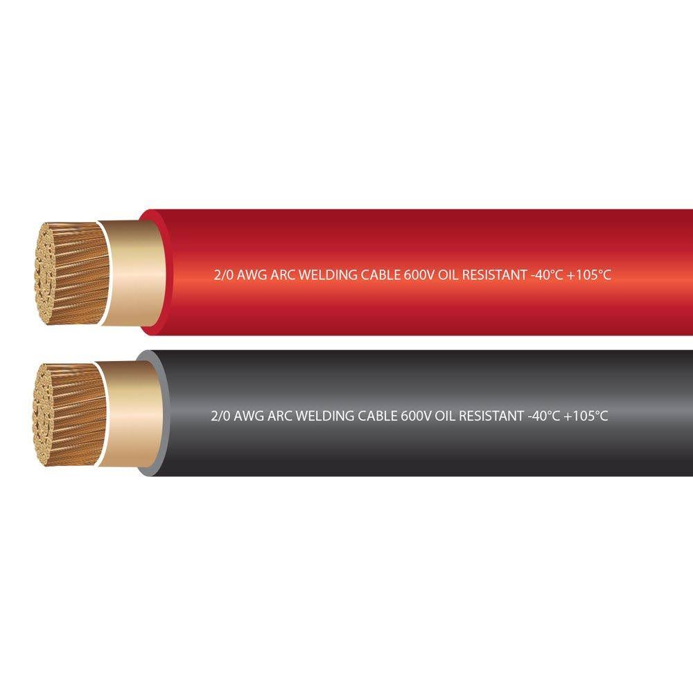 2/0 Gauge Welding Cable 600 Volt Black Red 25 Feet G241375