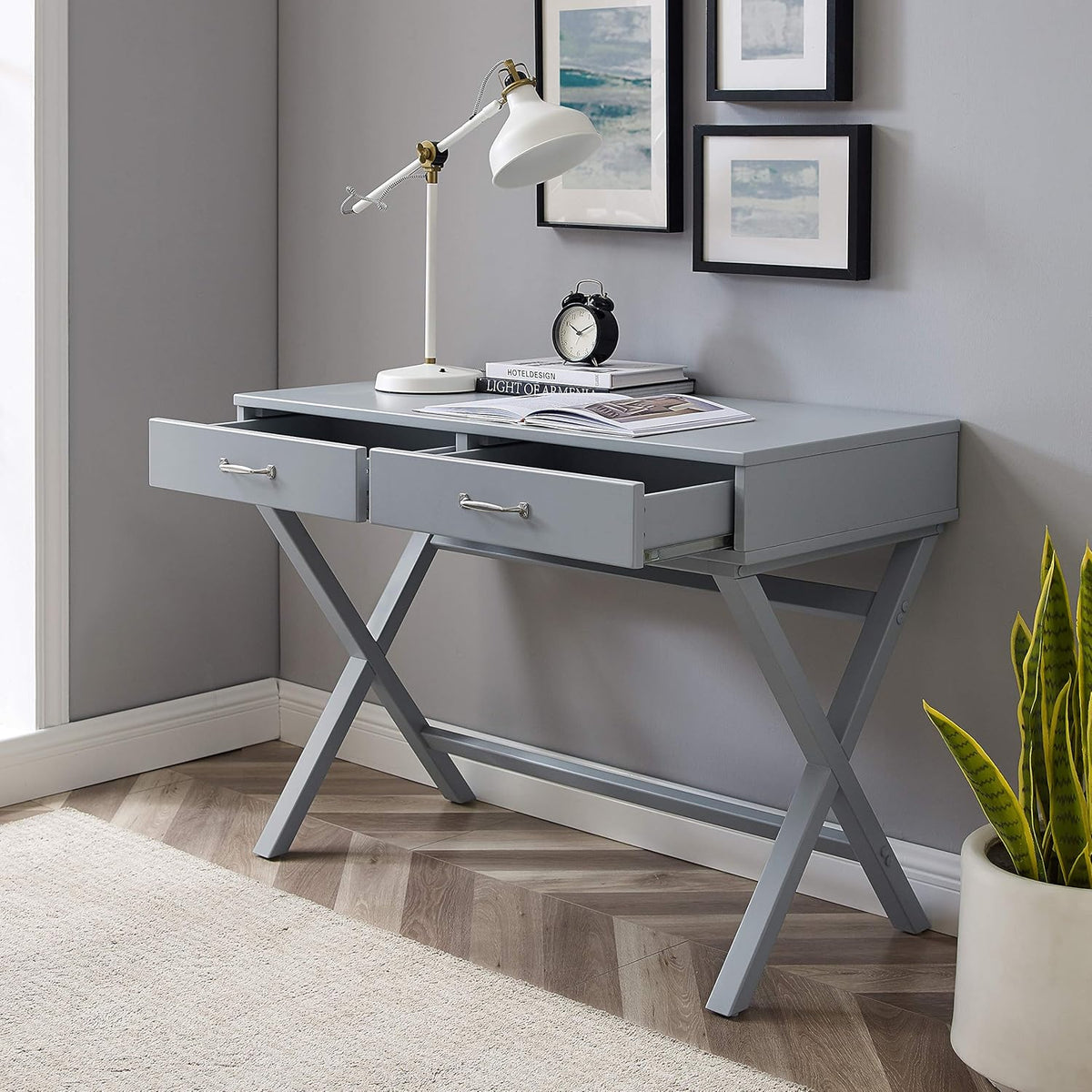 Grey Campaign Style Desk R9974