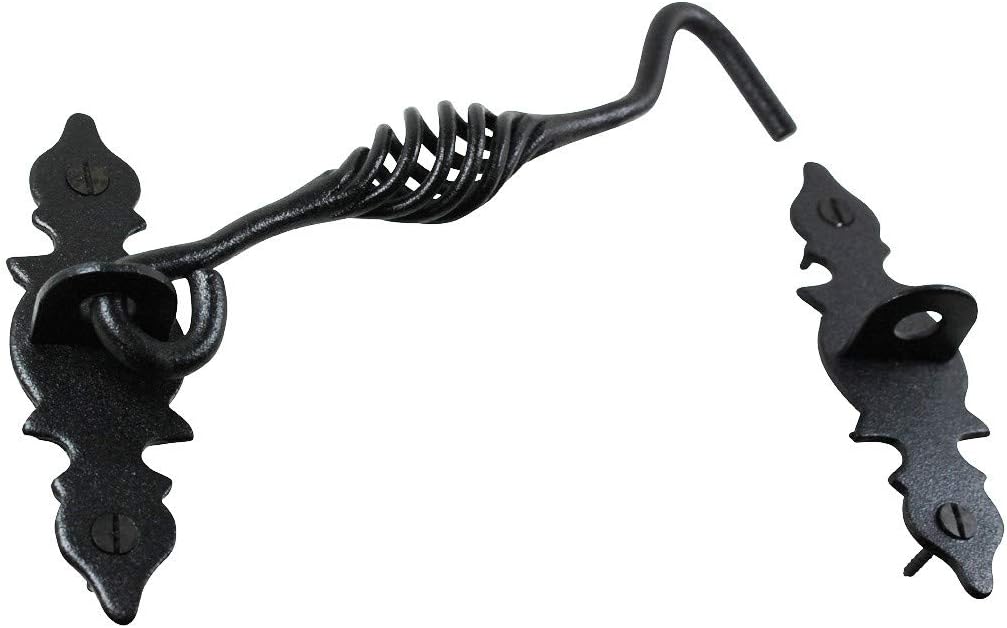 Black Wrought Iron Cabin Hook Eye Latches 6.5 Long Pack of 6 H483115