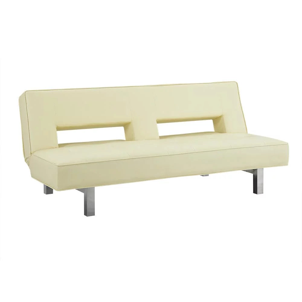 Cream Faux Leather Convertible Futon Sofa A7694