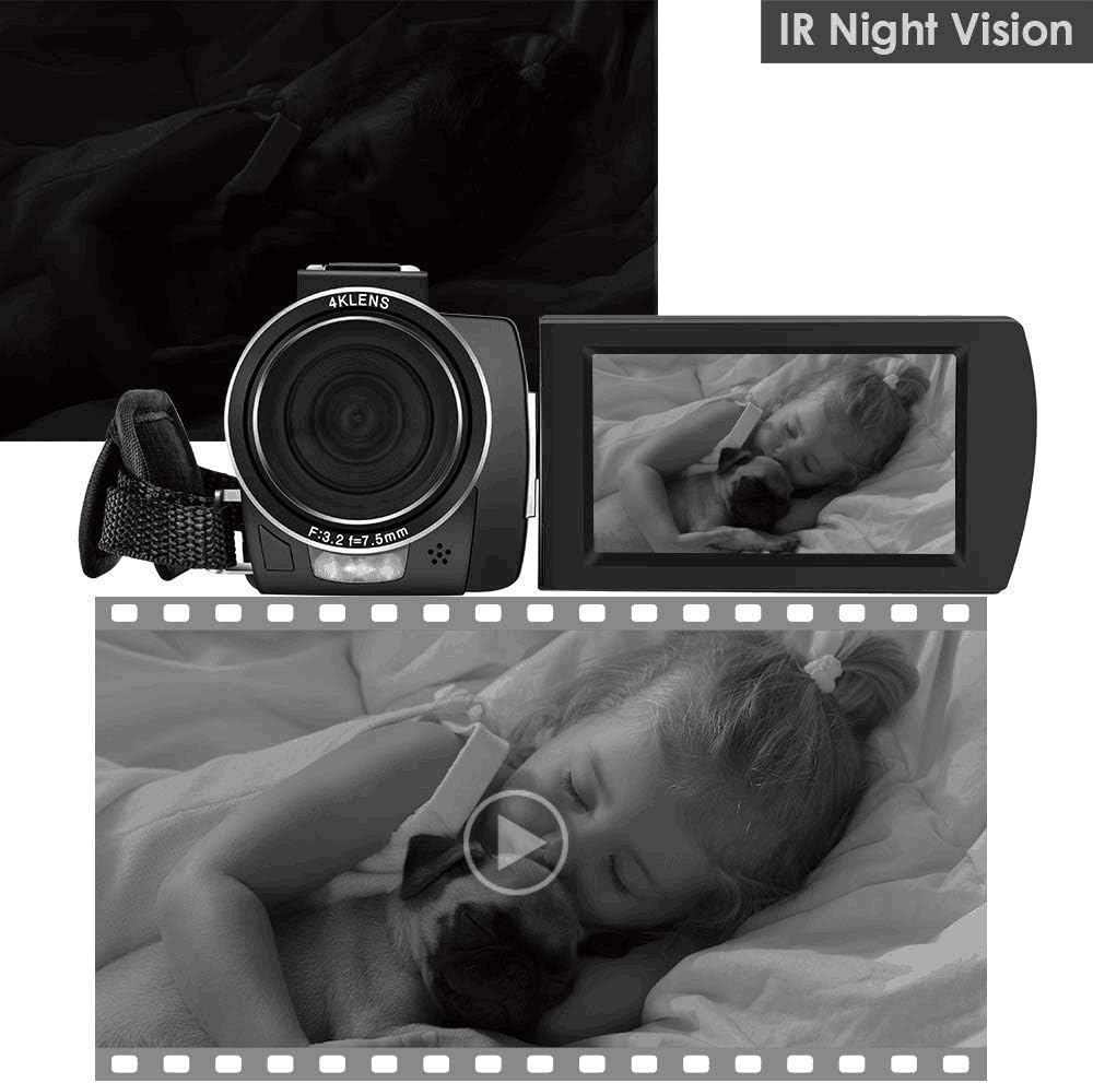 4K Video Camera Camcorder with IR Night Vision 3.0 IPS Touch Screen B88231