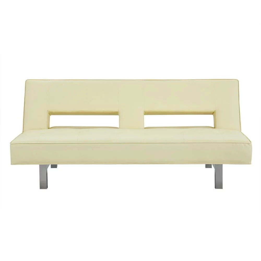 Cream Faux Leather Convertible Futon Sofa A7694
