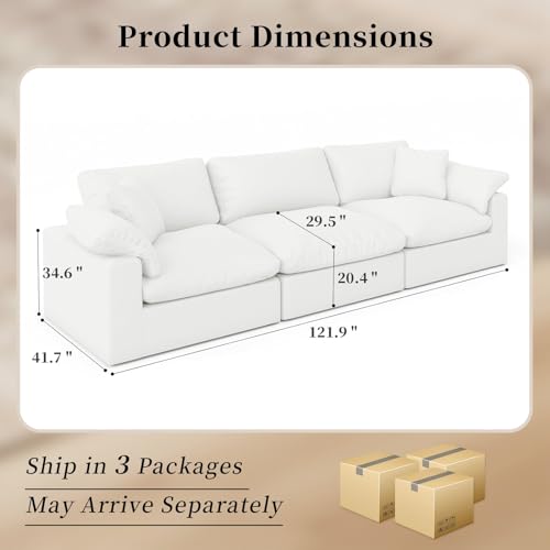 White Linen Oversized Modular Sectional Sofa G658864