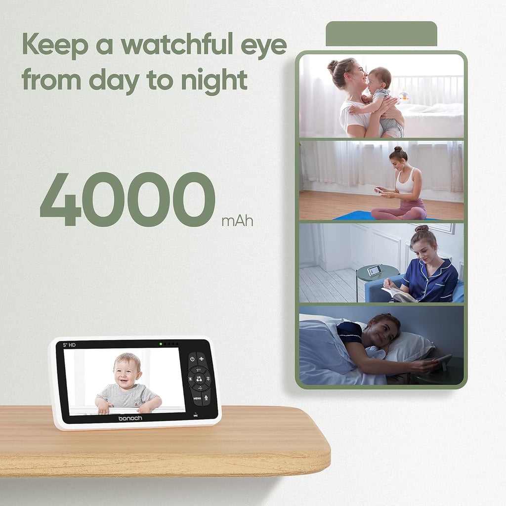 Video Baby Monitor with Camera and Audio, 720P HD Display, Night Vision, 2-Way Audio N215230