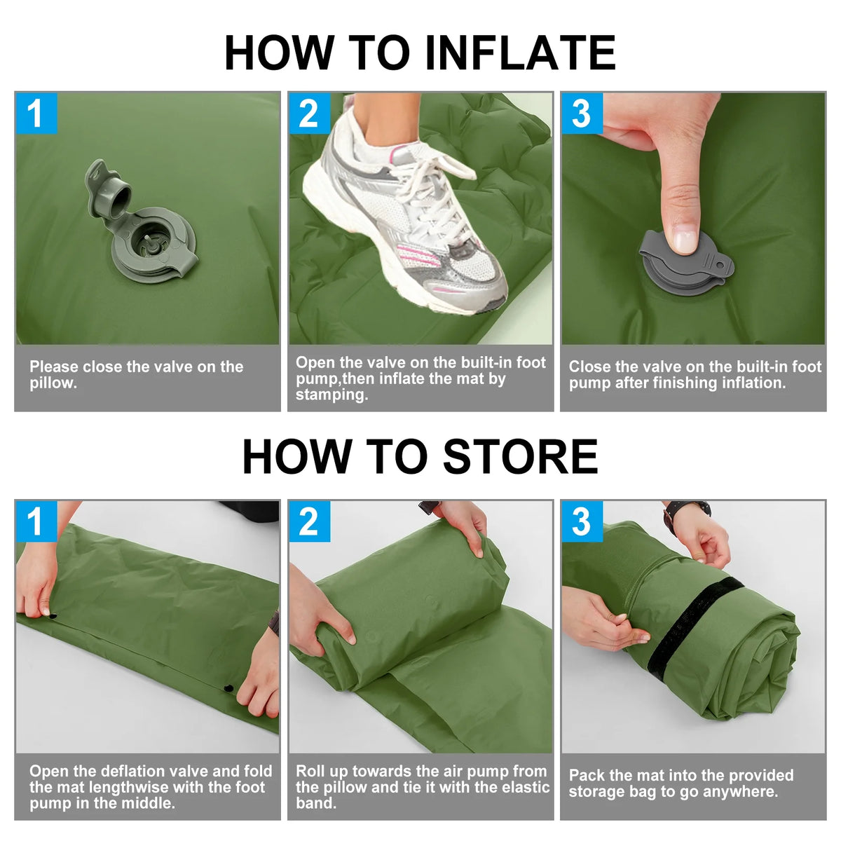 Ultralight Inflatable Camping Sleeping Pad with Pillow and Built in Pump K39470