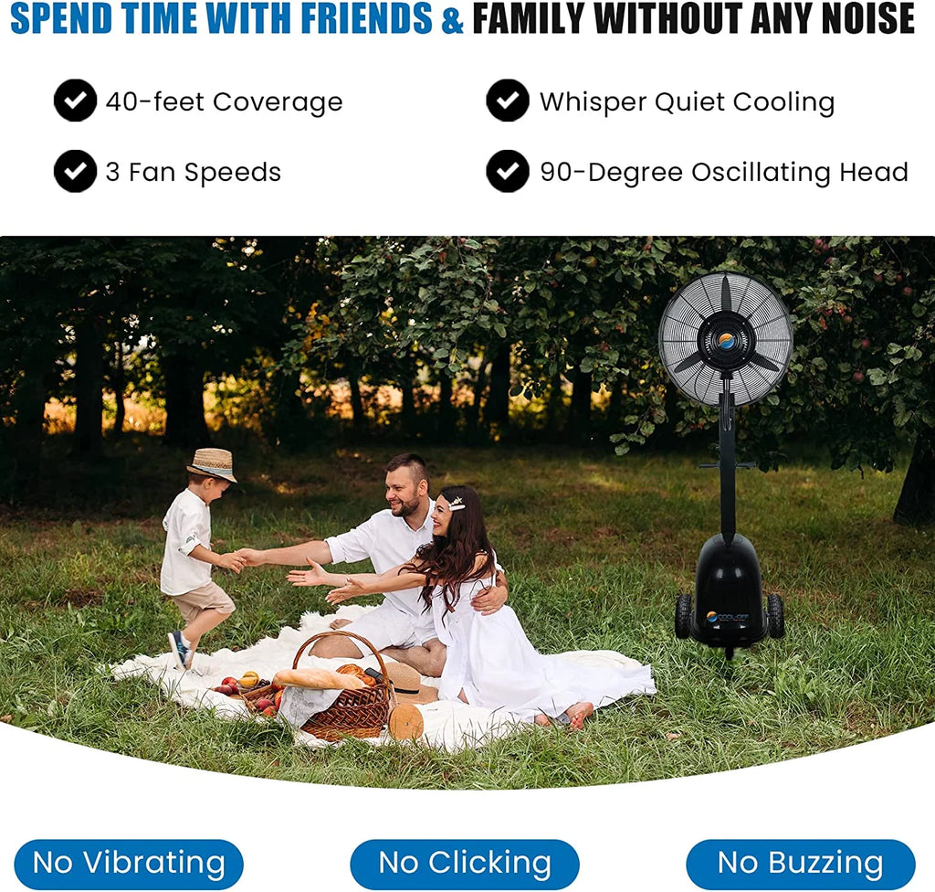 Oscillating Misting Pedestal Fan 12 Gallon 3 Speed 26 inch Black W44589