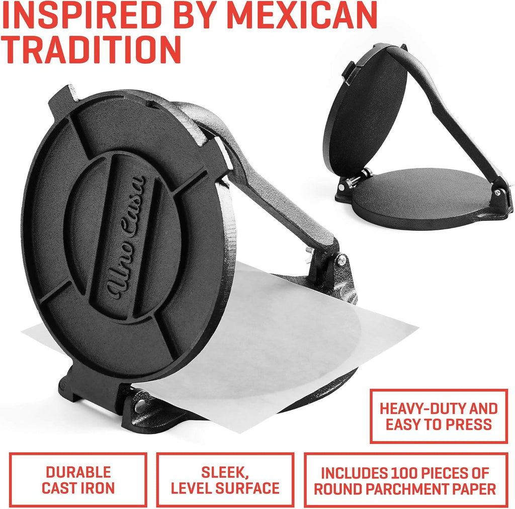 Cast Iron Tortilla Press 8 Inch with Comal Pan U4069