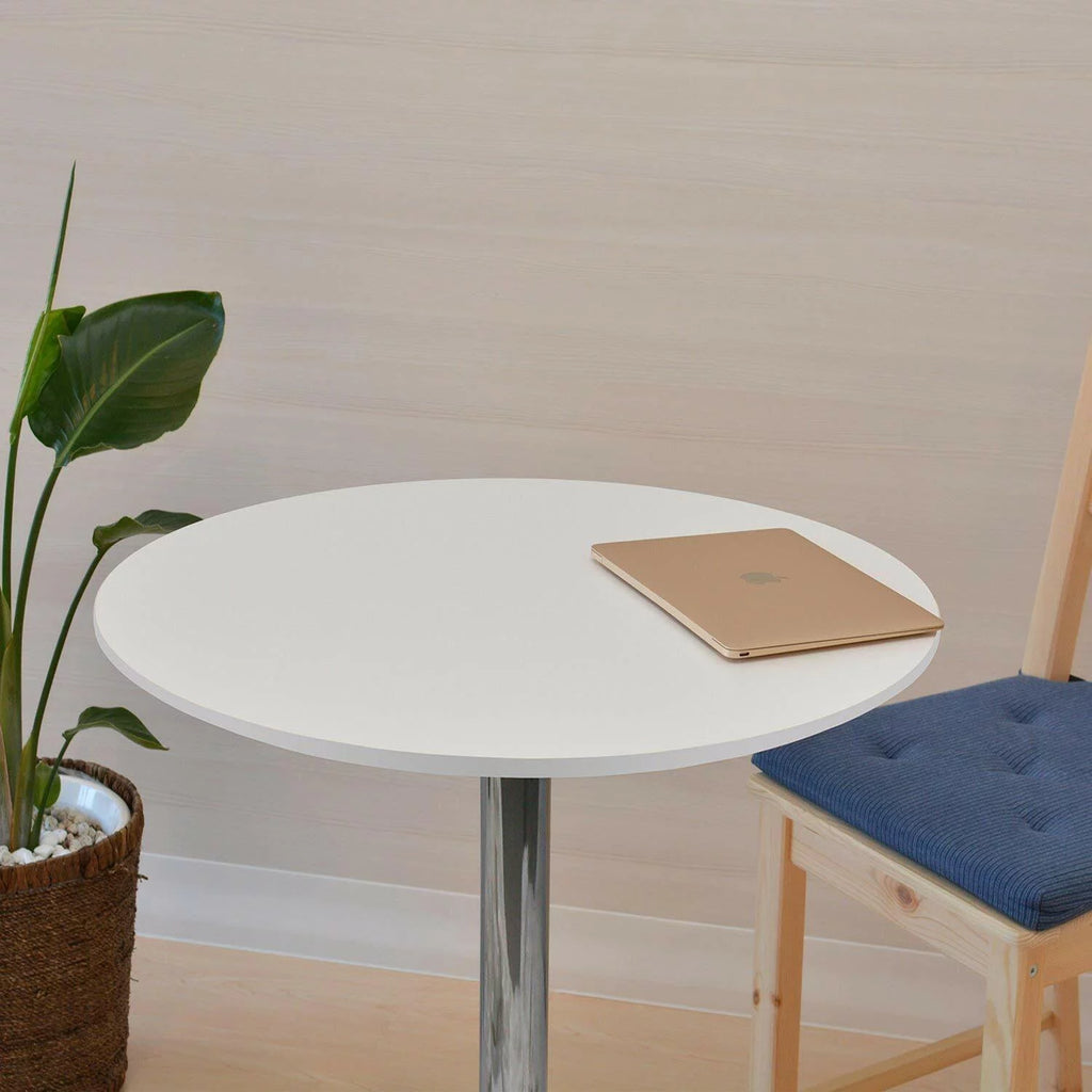 White Adjustable Height Round Bar Table F81309