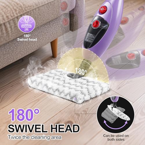 Steam Mop Cleaner with Detachable Handheld Steamer, 10-in-1 Multi Accessories, 13.5 OZ Water Tank & 20FT Power Cord Q3315