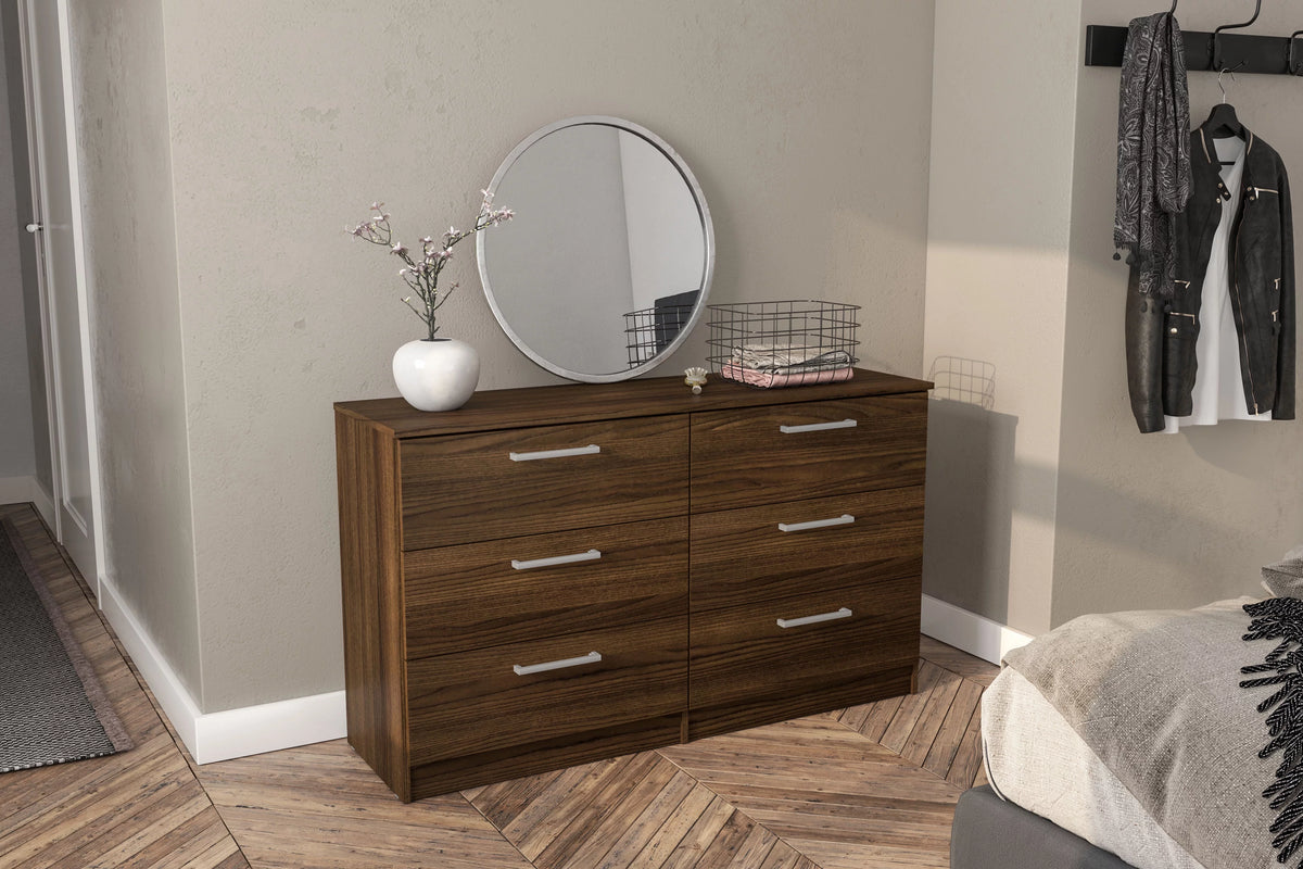 White 6 Drawer Wood Double Dresser C2681