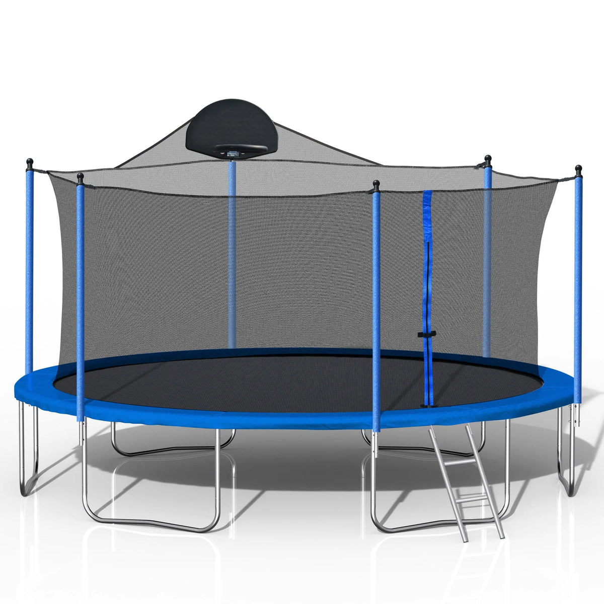 14 FT Trampoline with Safety Enclosure Net, Basketball Hoop and Ladder Y56373
