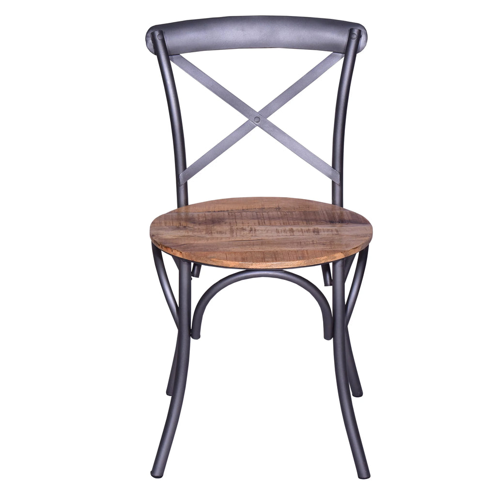 19 Inch Industrial Dining Accent Chair with Mango Wood Seat U390