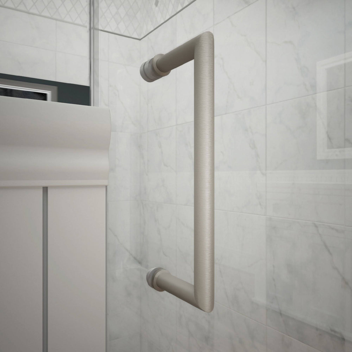 Frameless Hinged Brushed Nickel Shower Door M5231