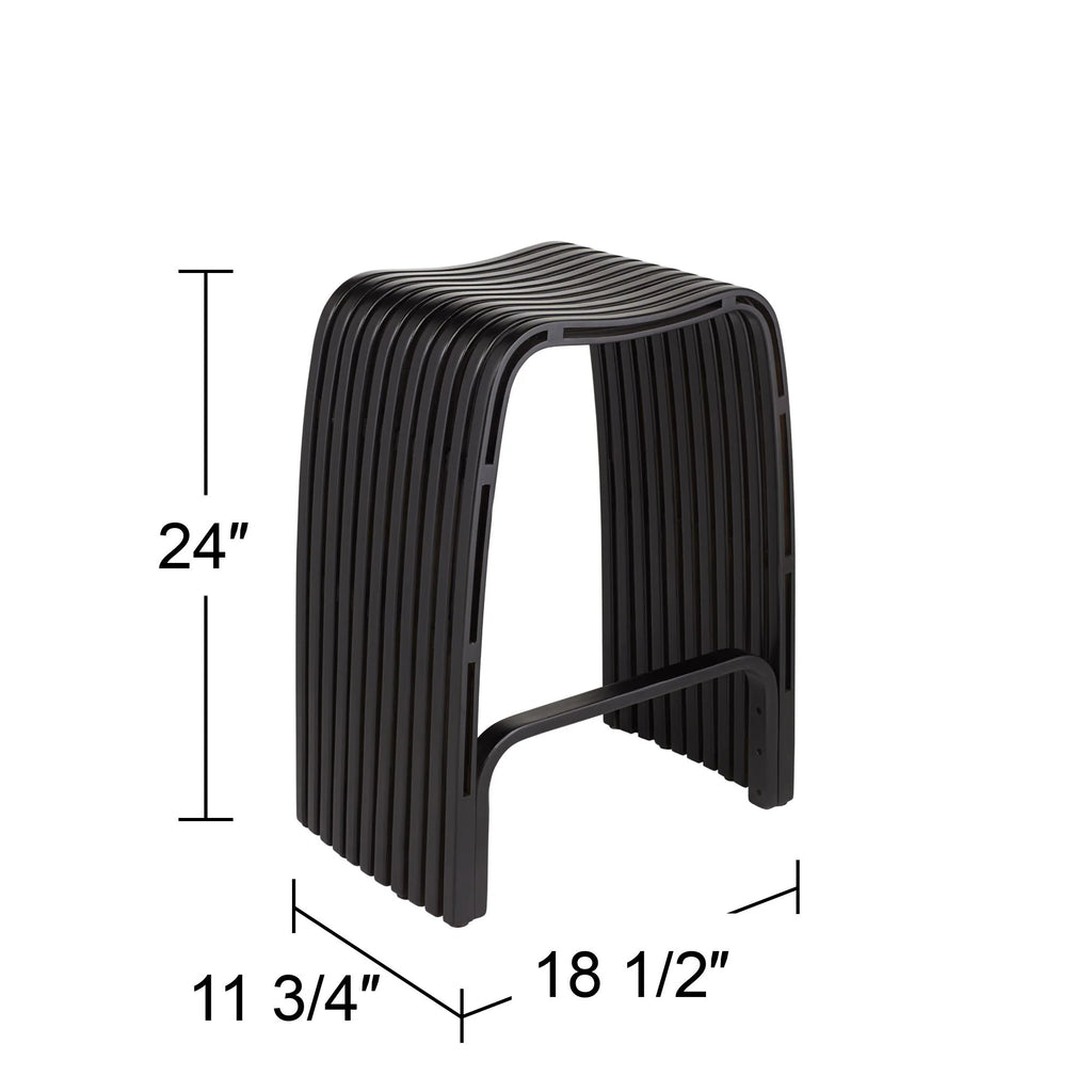Bamboo Bar Stool Black 24" High with Footrest A1152