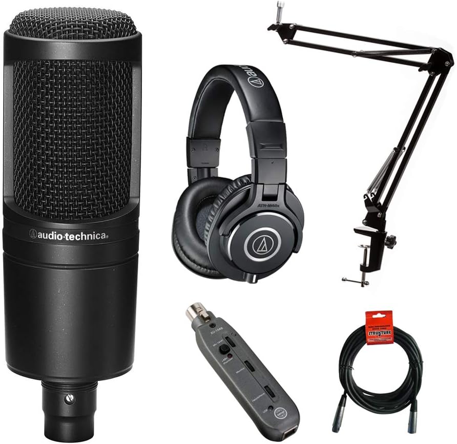 Studio Microphone Kit with Headphones, Boom, Cables, Pop Filter & XLR to USB Interface W539685