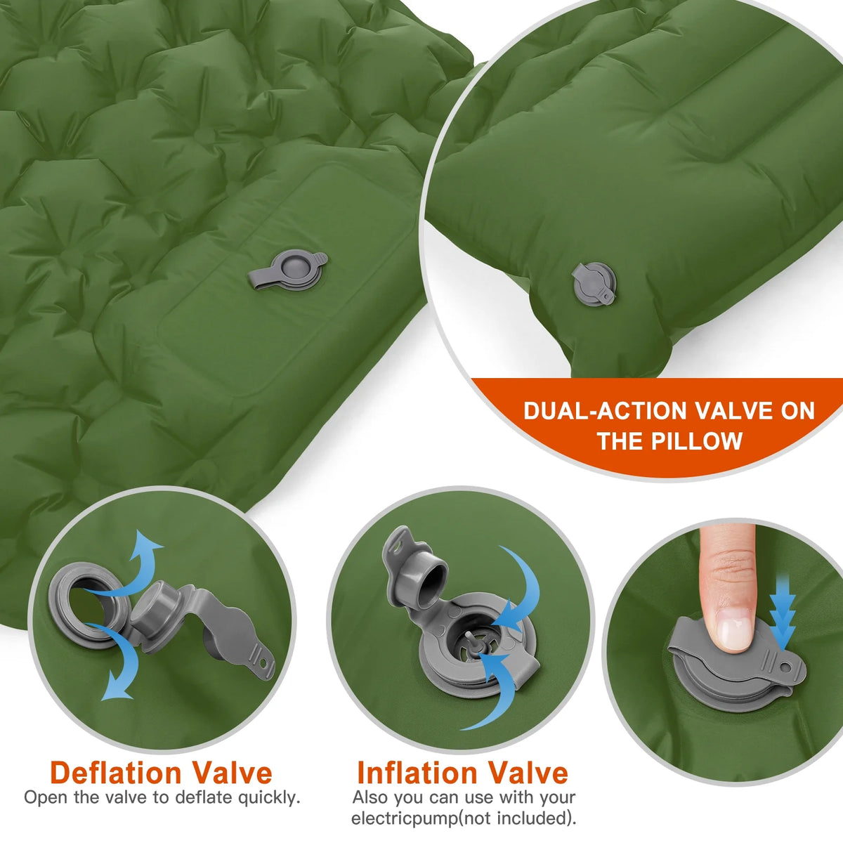 Ultralight Inflatable Camping Sleeping Pad with Pillow and Built in Pump K39470