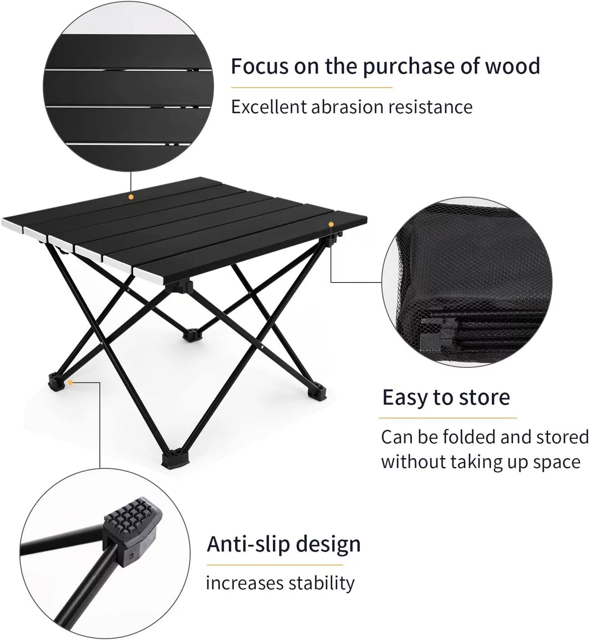 Folding Camping Table with Carry Bag, Black T38590