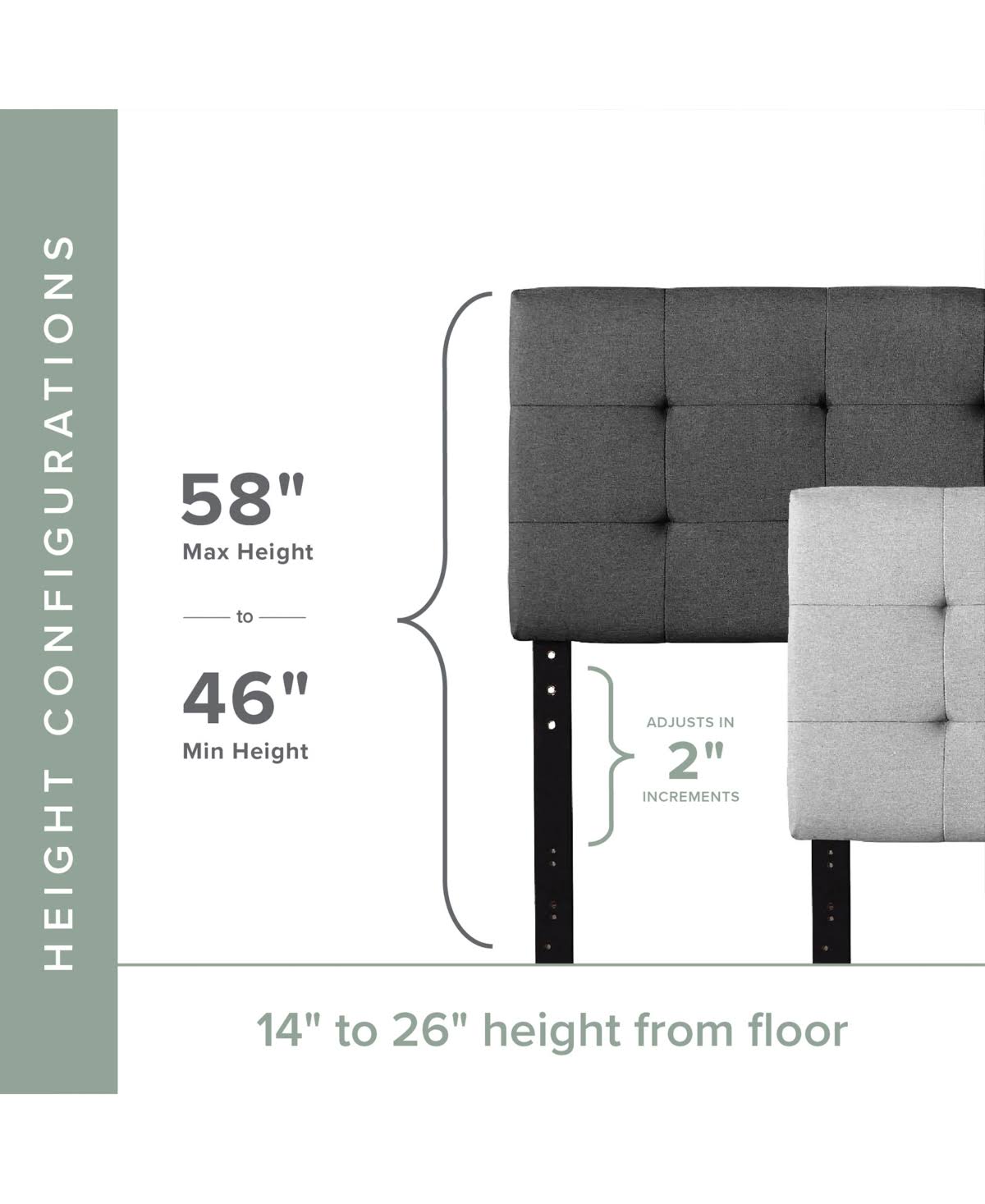 Light Gray Square Tufted Headboard J78295