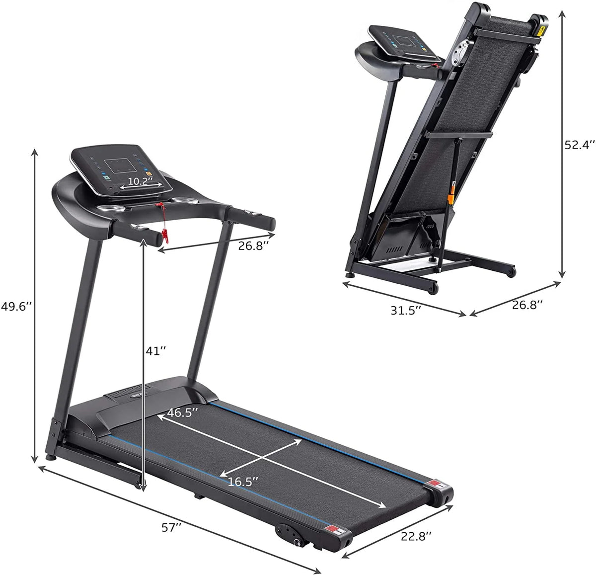 Folding 2.5HP Electric Treadmill with Incline T995843