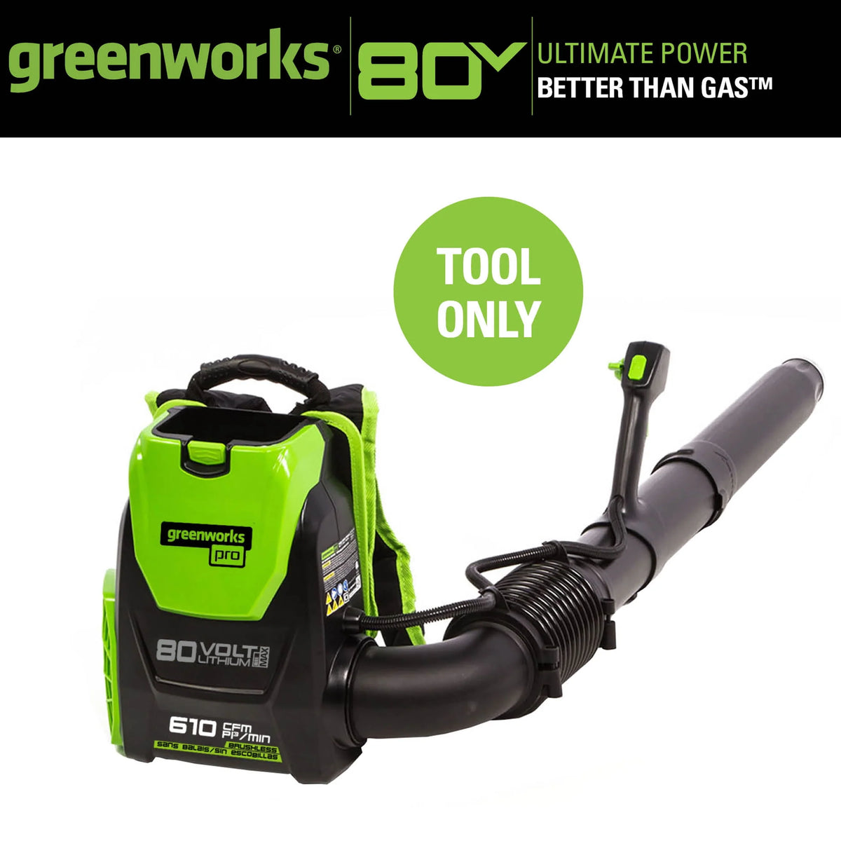 80V 580 CFM Cordless Brushless Backpack Blower X439971