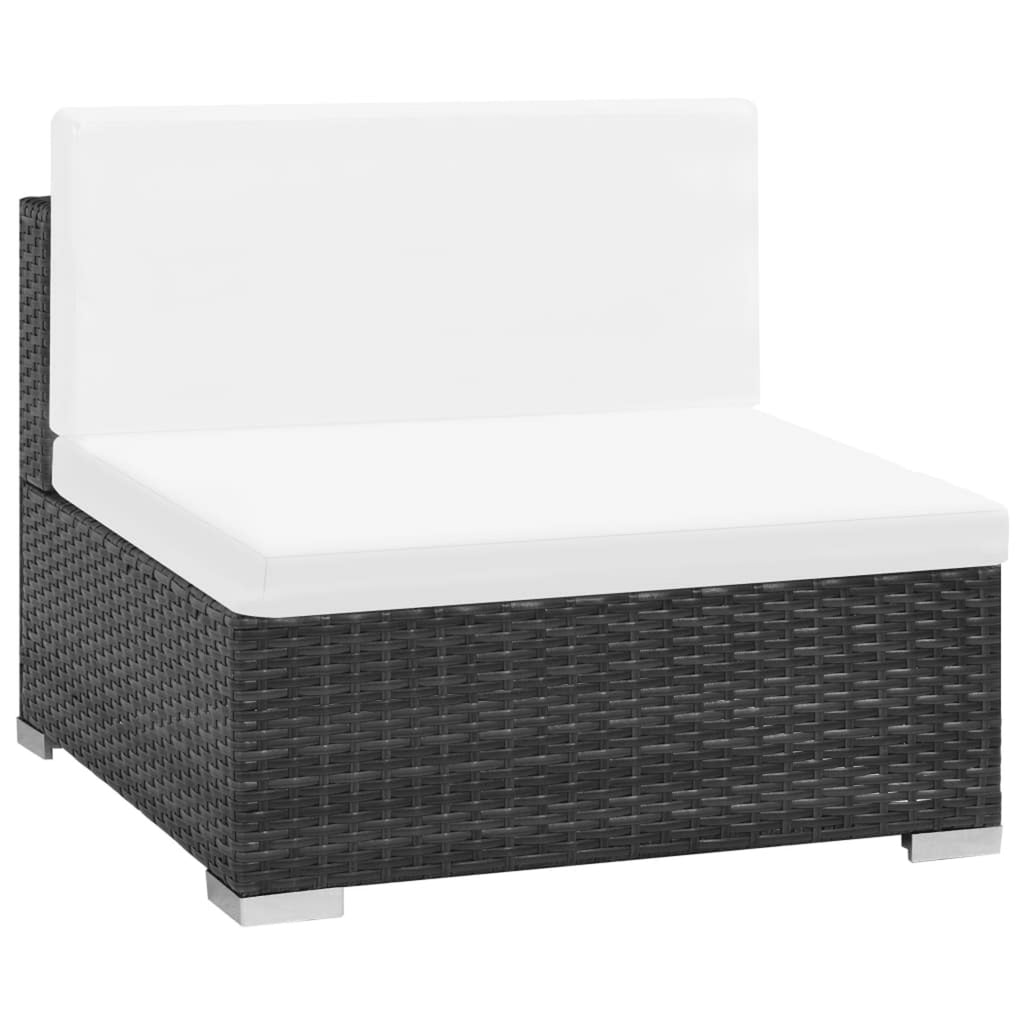 6 Piece Poly Rattan Corner Sofa Set with Coffee Table and Ottoman U4087