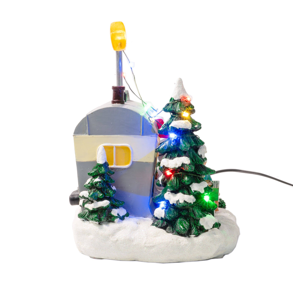 Grey Polyresin LED Christmas Camper O15651
