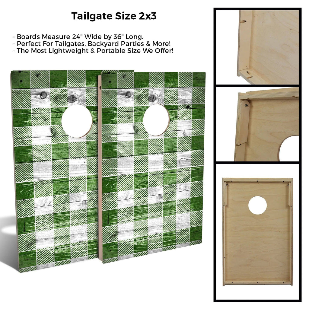 Green Checkered Cornhole Set with Carrying Case U927631