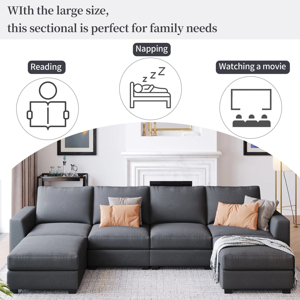 U Shaped Sofa with Removable Ottomans V643733