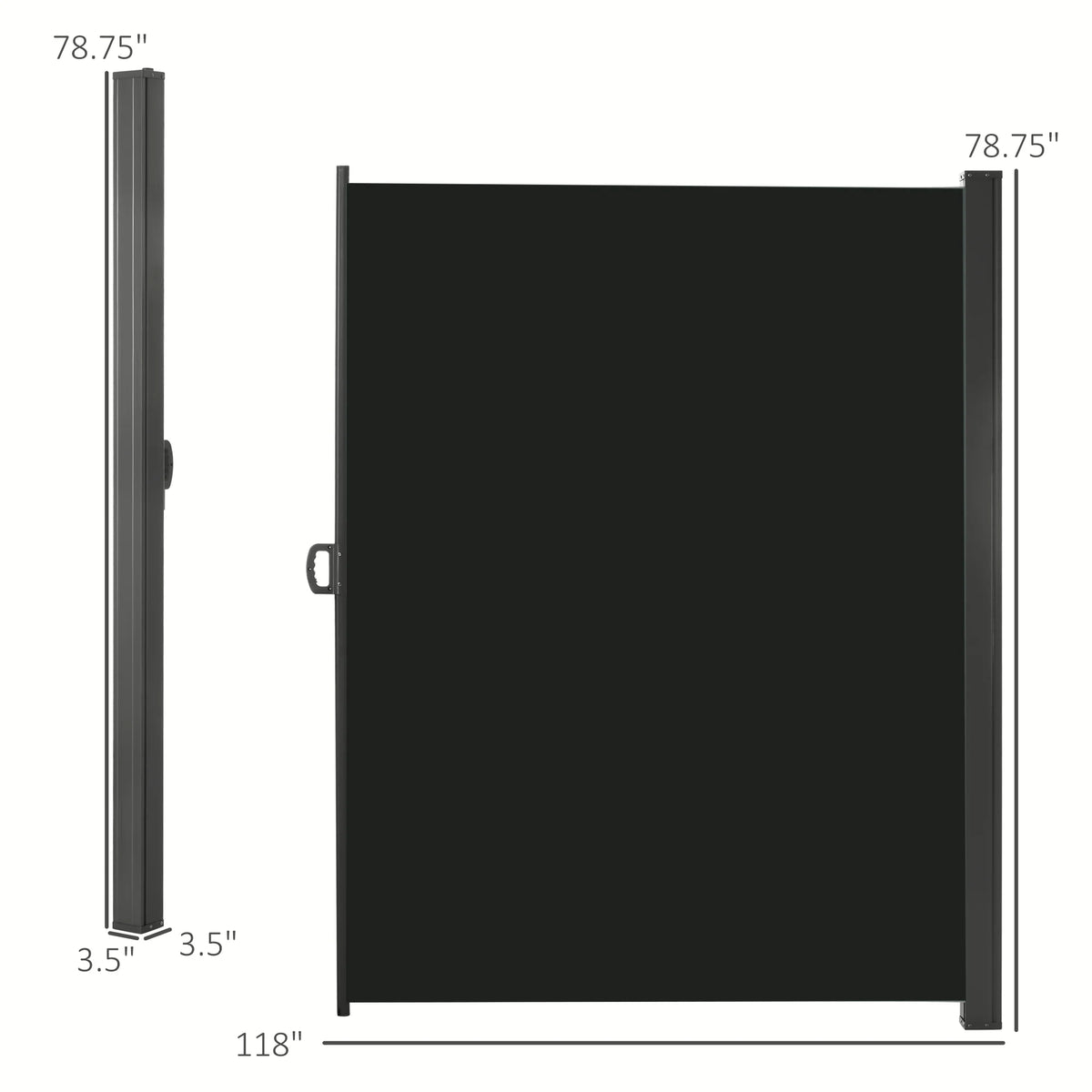 Black Retractable Privacy Screen Side Awning T75114